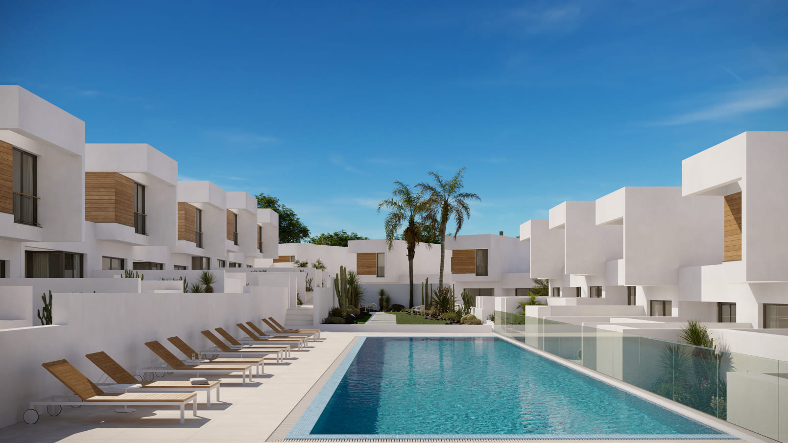 Costa Lobos, villa adosada de obra nueva en Fuerteventura, con piscina y jardín